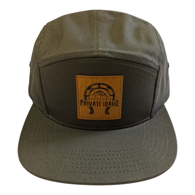 RPI Olive 5 Panel Hat with Leather Patch