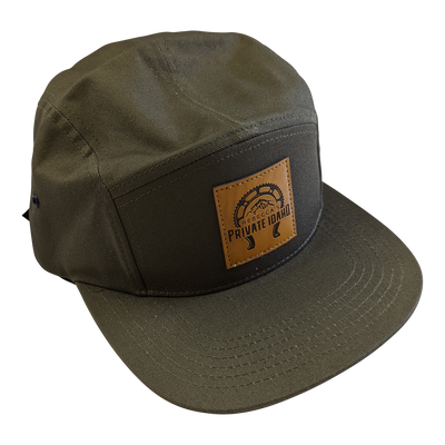 RPI Olive 5 Panel Hat with Leather Patch